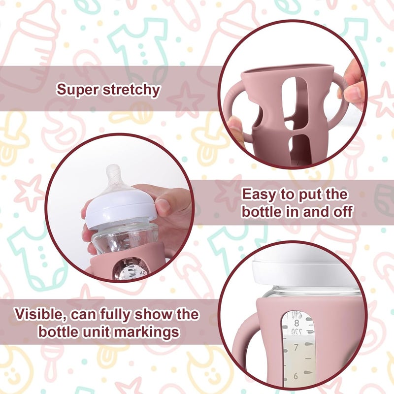 Juome Silicone Sleeves with Handles for Avent Natural Glass Baby Bottles - 3 Pack Anti Breakage Baby Bottle Holder for Philips Avent Glass Baby Bottle, Compatible with Phillips Avent Bottles 8 oz - Image 4